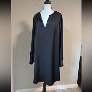 H&M Black Satin Long Sleeve Tunic Dress Size 12